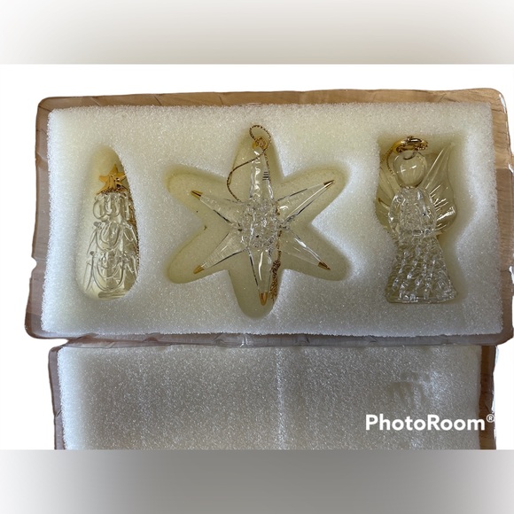 Vintage Avon Spun Glass Ornaments with 22K Gold/ Original Box - Picture 2 of 6